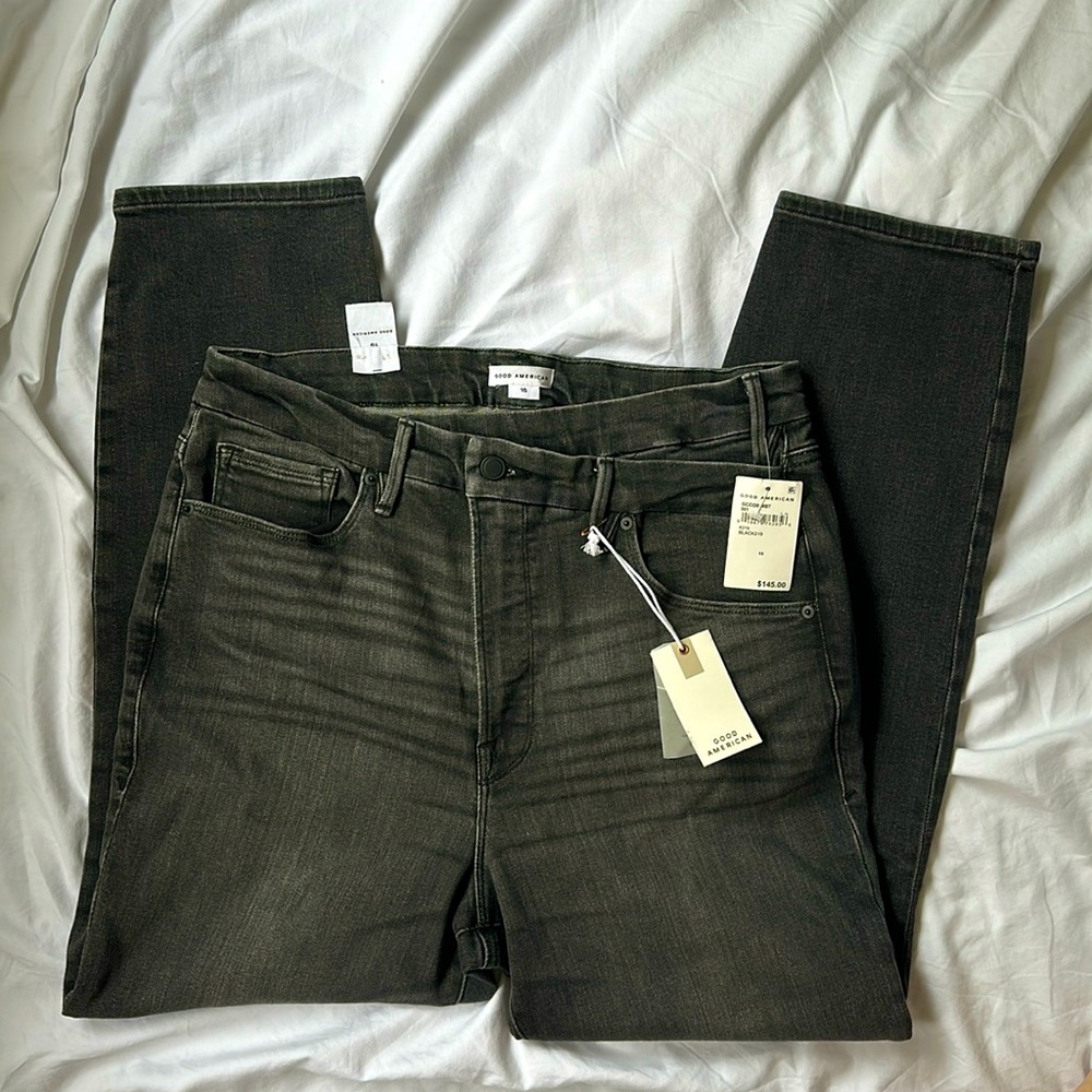 Good American good classic slim straight jeans size 15